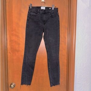 FRAME Black Jeans Le High Skinny Stretch Raw Hem SIZE 28